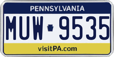 PA license plate MUW9535