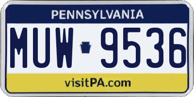 PA license plate MUW9536