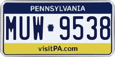 PA license plate MUW9538