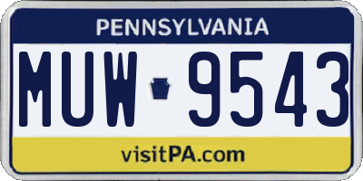 PA license plate MUW9543