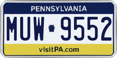 PA license plate MUW9552