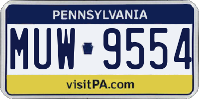 PA license plate MUW9554