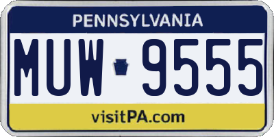 PA license plate MUW9555