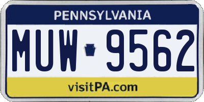 PA license plate MUW9562