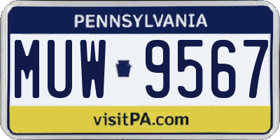 PA license plate MUW9567