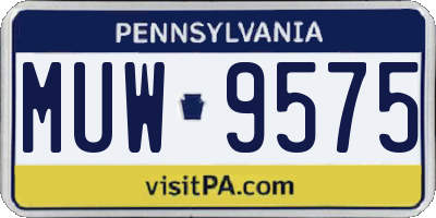 PA license plate MUW9575