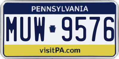 PA license plate MUW9576