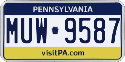 PA license plate MUW9587