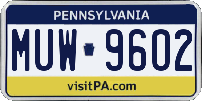 PA license plate MUW9602