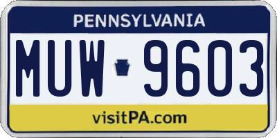 PA license plate MUW9603