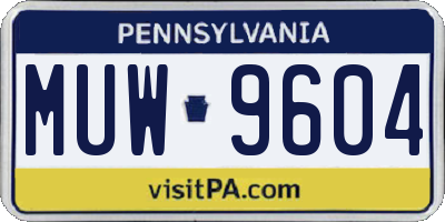 PA license plate MUW9604