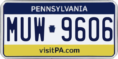PA license plate MUW9606