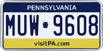 PA license plate MUW9608