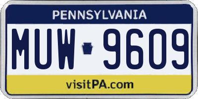 PA license plate MUW9609