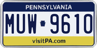 PA license plate MUW9610