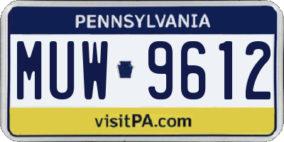 PA license plate MUW9612