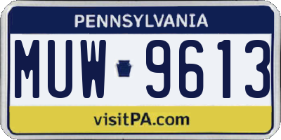 PA license plate MUW9613