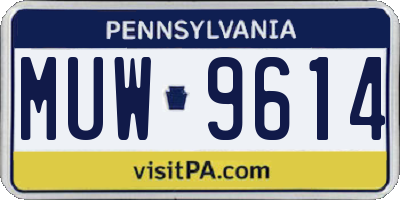 PA license plate MUW9614
