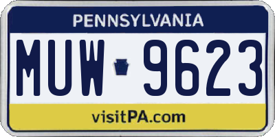PA license plate MUW9623