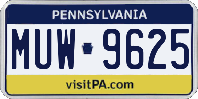 PA license plate MUW9625