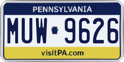 PA license plate MUW9626