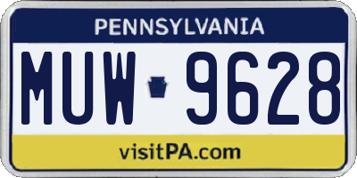 PA license plate MUW9628