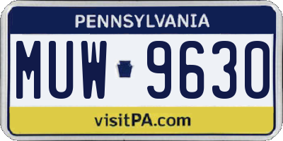 PA license plate MUW9630