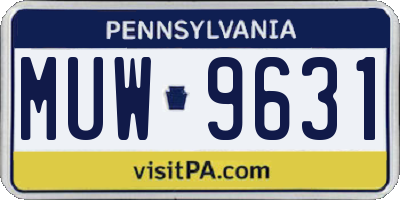 PA license plate MUW9631