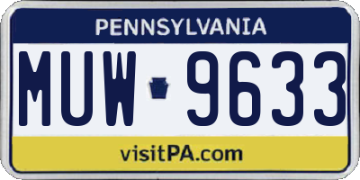 PA license plate MUW9633