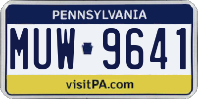 PA license plate MUW9641