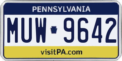 PA license plate MUW9642
