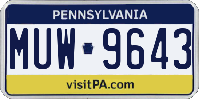 PA license plate MUW9643