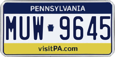 PA license plate MUW9645