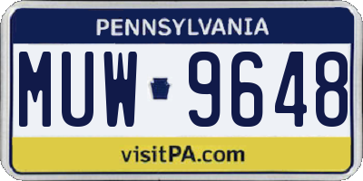 PA license plate MUW9648