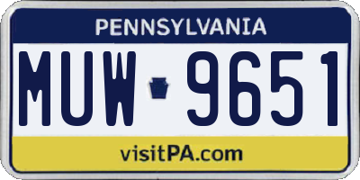 PA license plate MUW9651