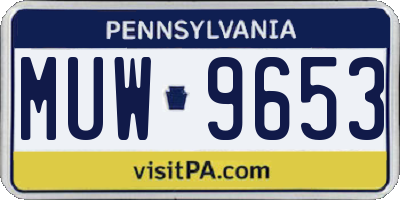 PA license plate MUW9653