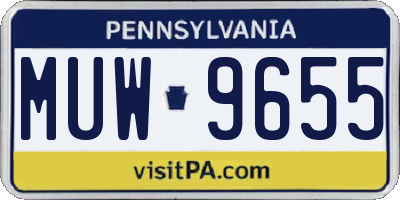 PA license plate MUW9655