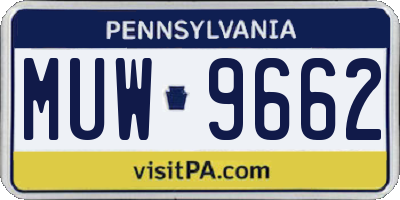 PA license plate MUW9662