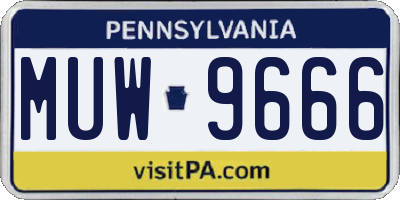 PA license plate MUW9666