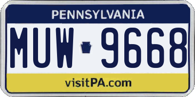 PA license plate MUW9668