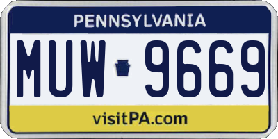 PA license plate MUW9669