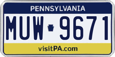 PA license plate MUW9671