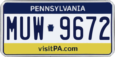 PA license plate MUW9672