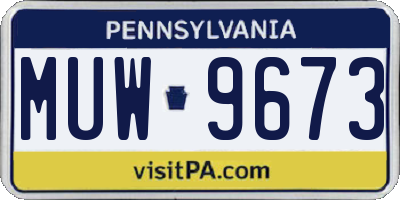PA license plate MUW9673
