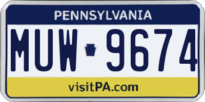 PA license plate MUW9674