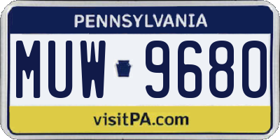 PA license plate MUW9680