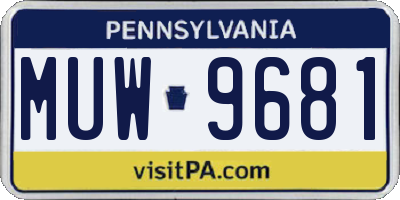PA license plate MUW9681