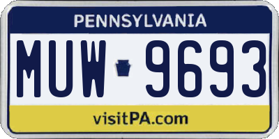 PA license plate MUW9693