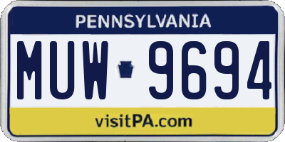 PA license plate MUW9694