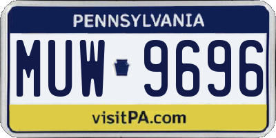 PA license plate MUW9696
